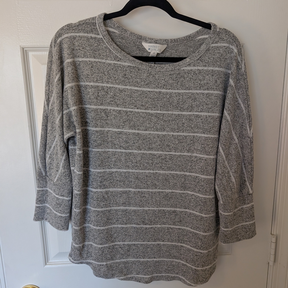 Madewell Heathered Gray Striped Top
